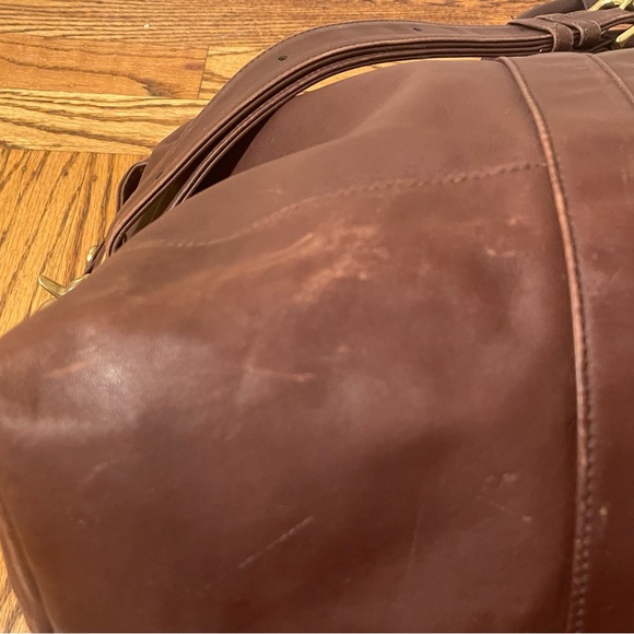 Vintage COACH Chocolate Brown Leather Cabin Weekender Duffel Travel Shoulder Bag - Picture 15 of 15